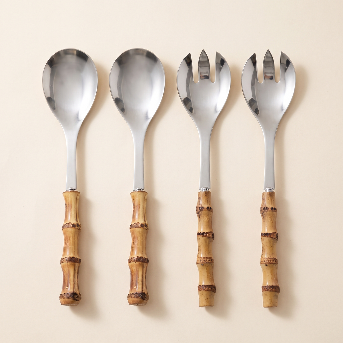 Bamboo salad servers set of 4, product photo