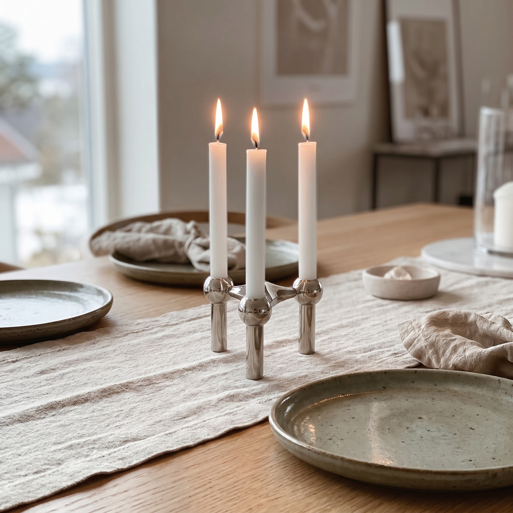 Stainless Steel Taper Candle Holder, lifestyle photo