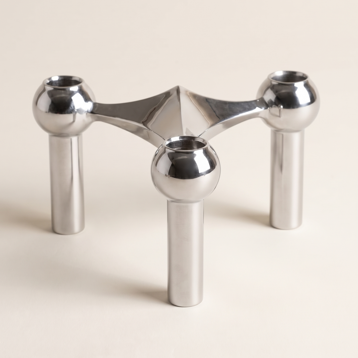 Stainless steel taper candle holder, product photo