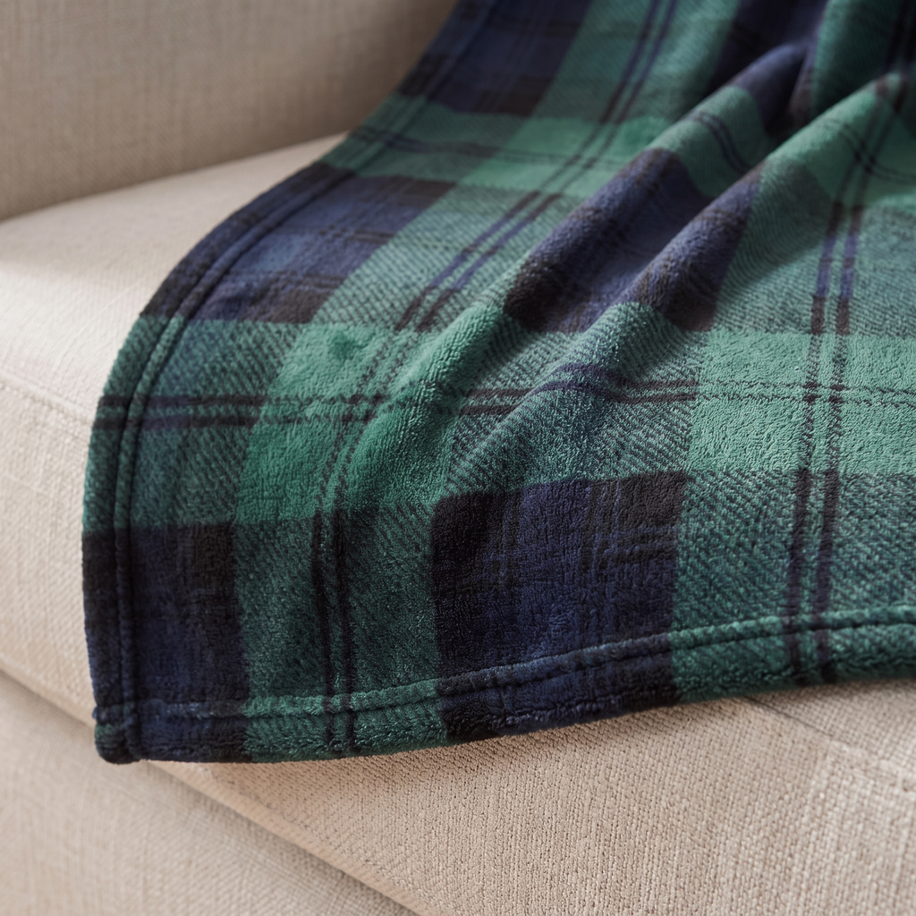 Black Watch Tartan Throw Blanket, lifestyle photo