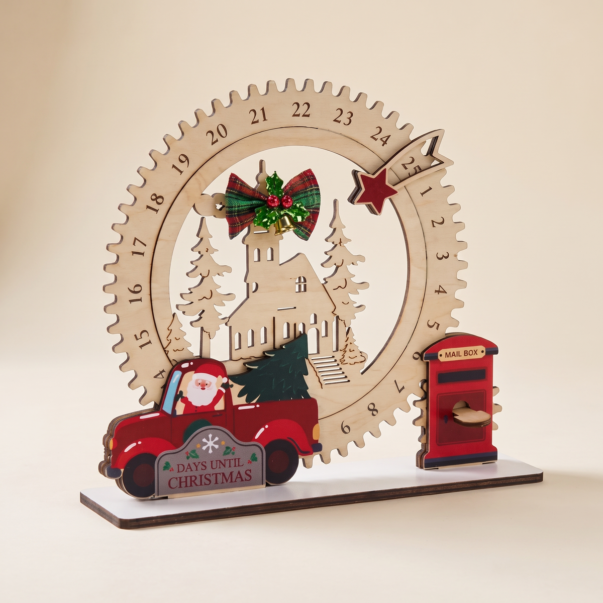 Wooden Advent Calendar Santa Truck, lifestyle photo