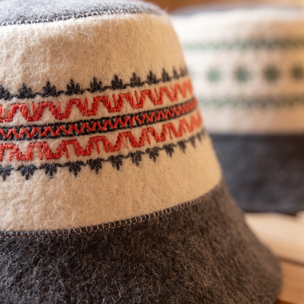 Wool Felt Sauna Hats Set of 2, lifestyle photo