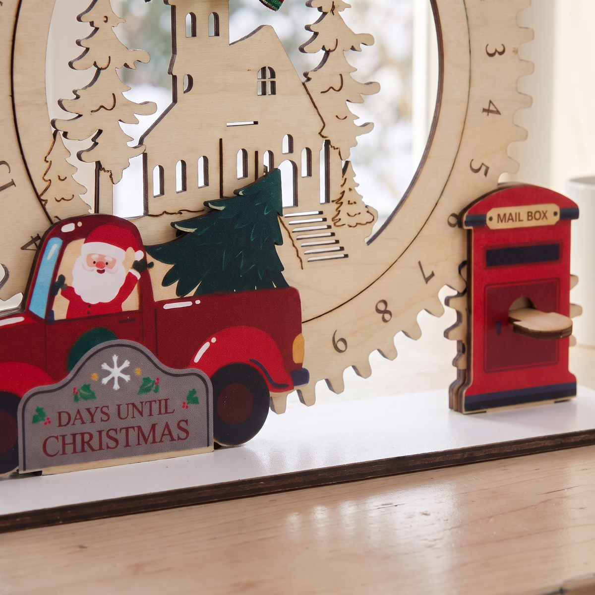 Wooden Advent Calendar Santa Truck, lifestyle photo