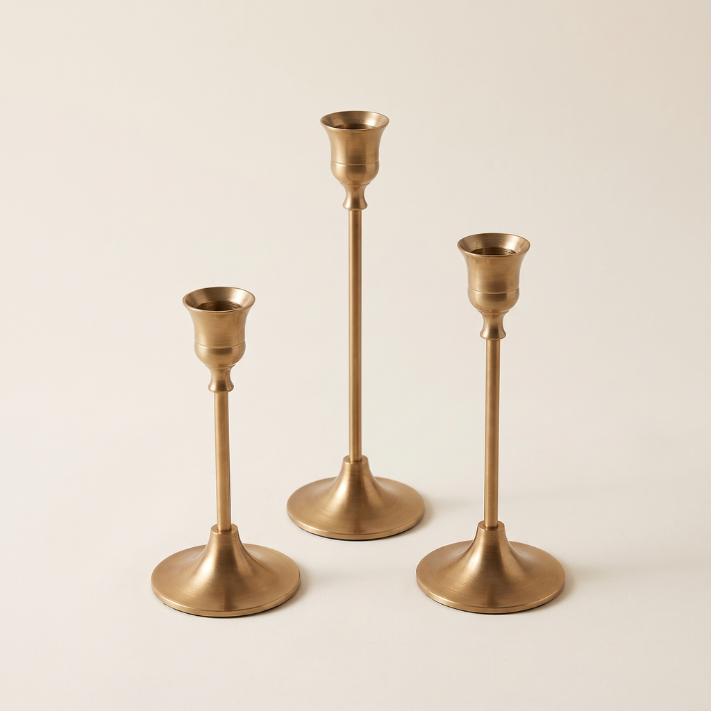 Metal Taper Candlestick Set of 3, lifestyle photo