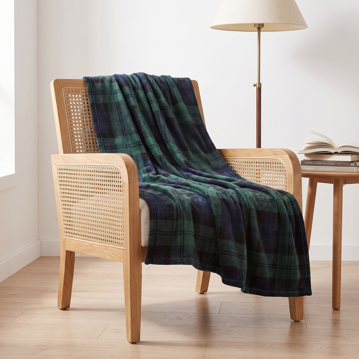 Black Watch Tartan Throw Blanket, lifestyle photo