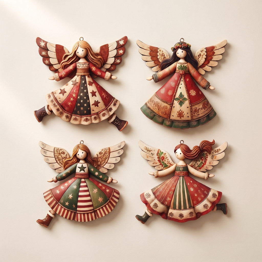 Vintage Angel Ornaments Set of 4, lifestyle photo