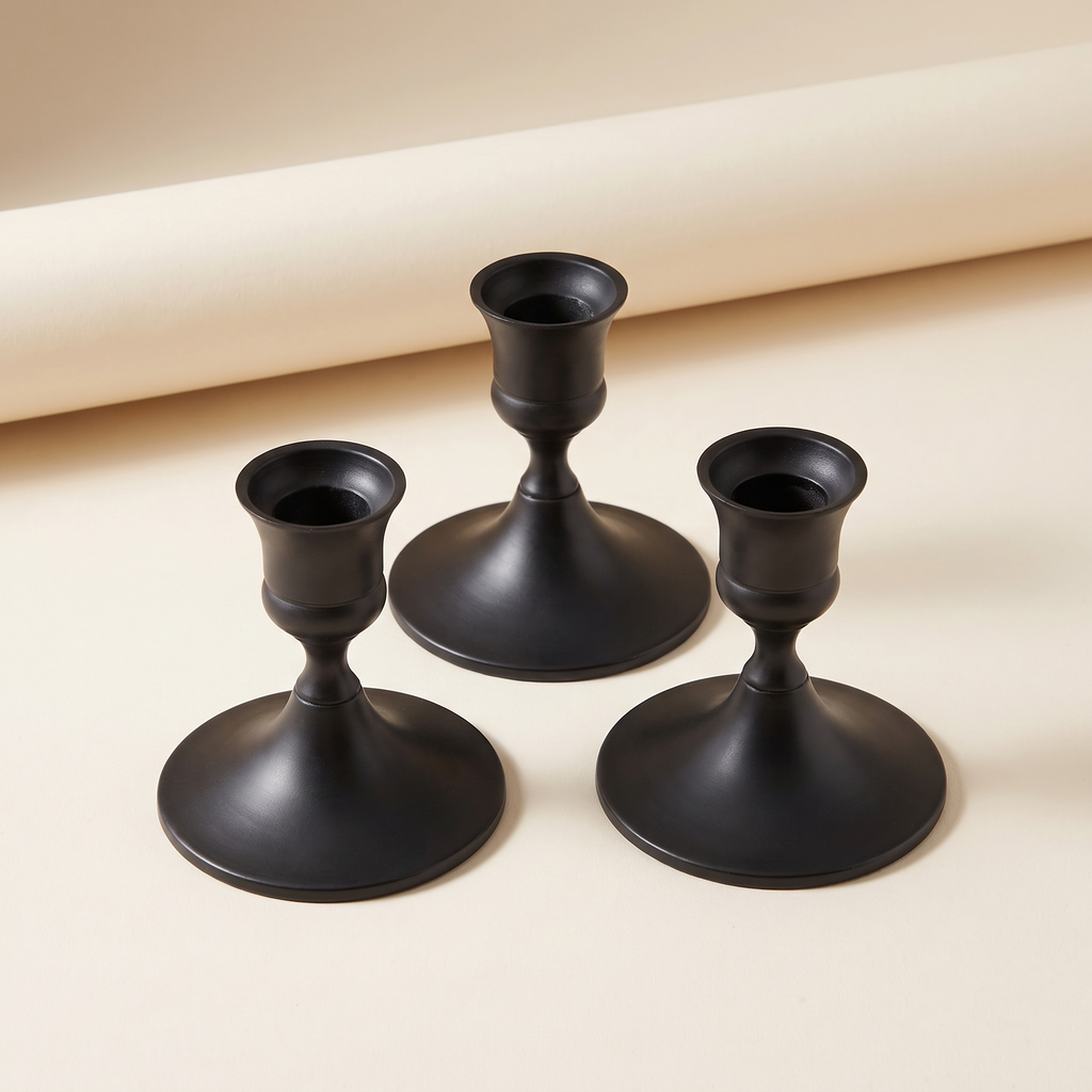 Metal Taper Candlestick Set of 3, lifestyle photo