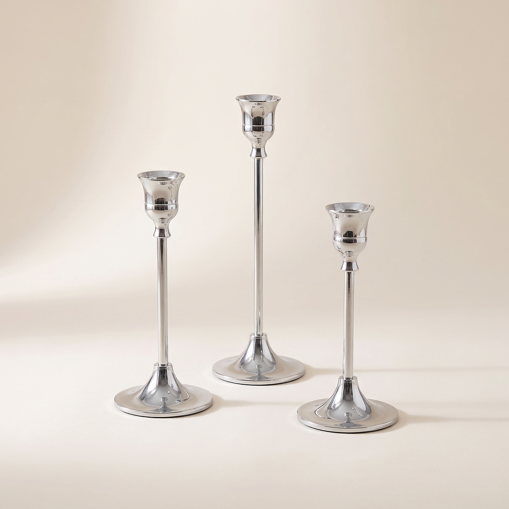Metal Taper Candlestick Set of 3, lifestyle photo