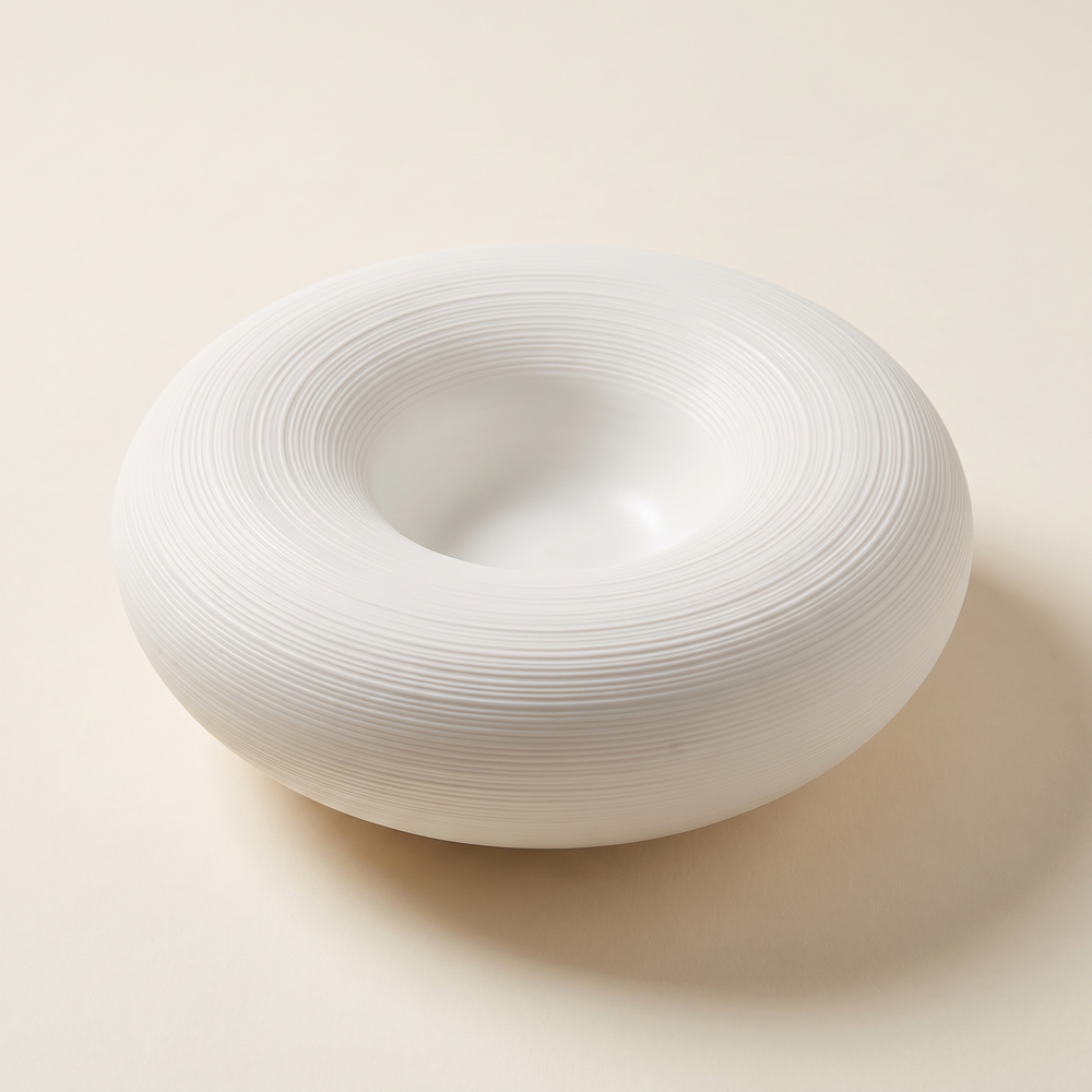 White Double-Wall Ceramic Serving Plate, Deep Round Plate for Soup, Pasta and Salad