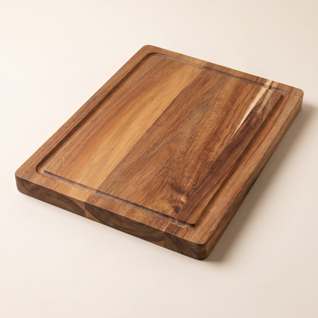 Acacia cutting board with juice groove, product photo
